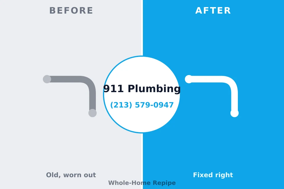 Before and after: plumbing repair Ten Mile Run, NJ